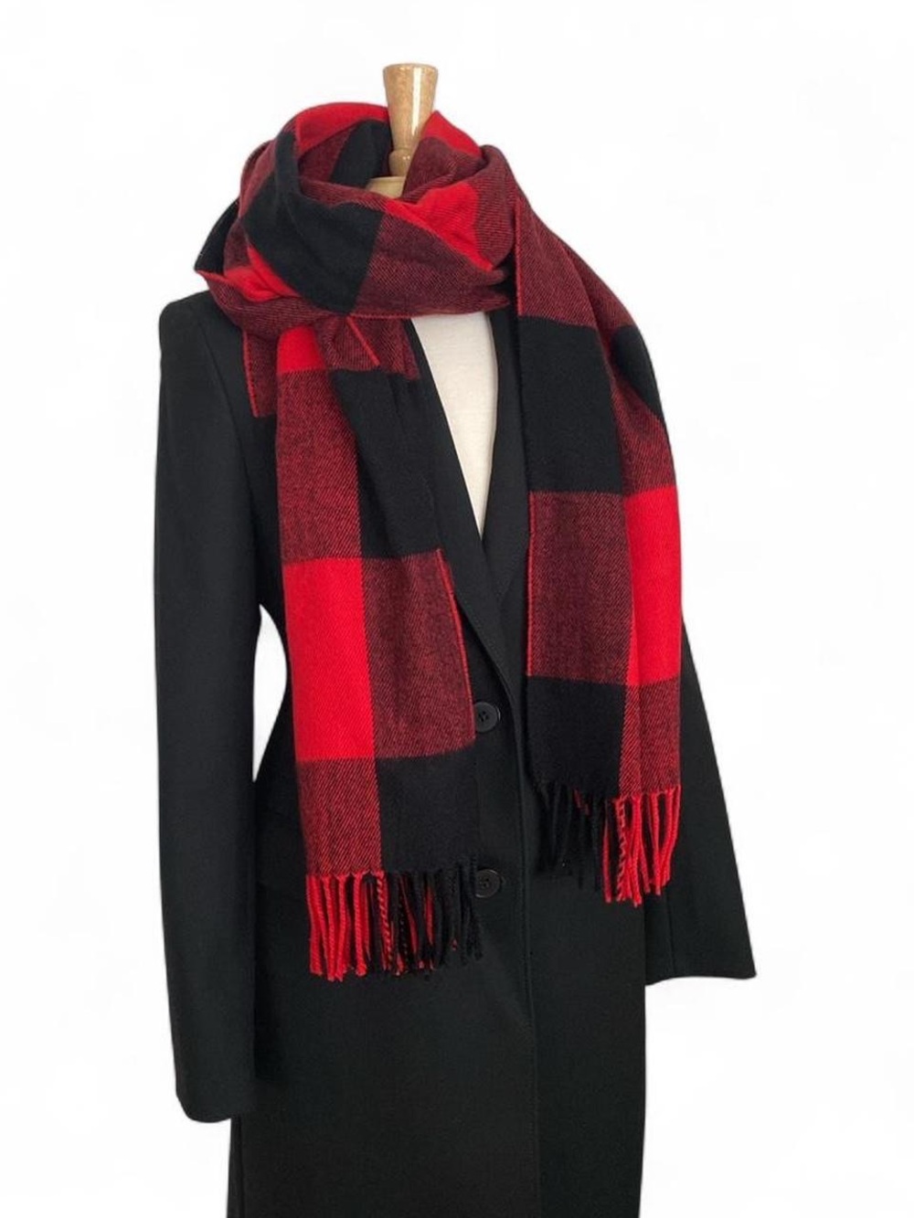 Red and Black Plaid Gingham Scarf